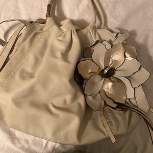 Cream satchel purse